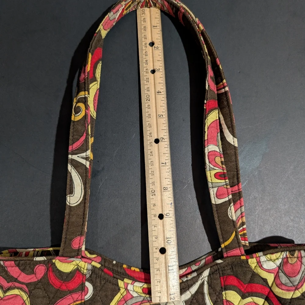 Vera Bradley Puccini Brown Red Flower Shoulder Bag Purse Tote Retired - Picture 11 of 15